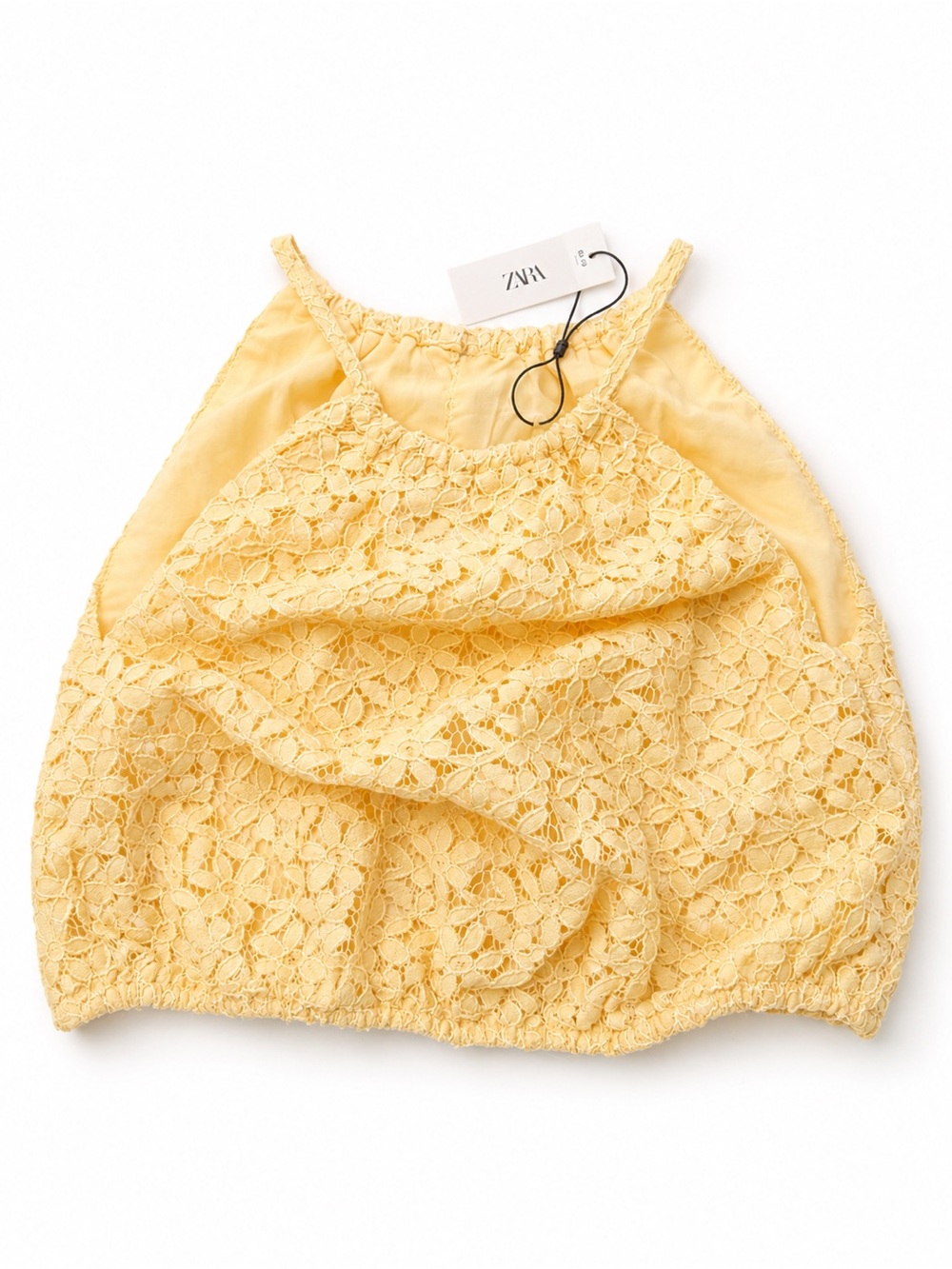 Zara Pale Yellow Lace Top